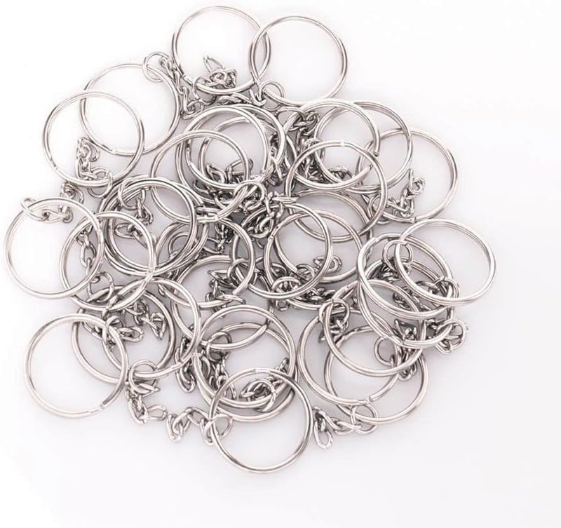kingforest 100PCS Split Key Ring Kit with Chains & Jump Rings - 1 Inch Silver Nickel Bulk Jewelry Making Supplies for DIY Keychains, Charms, Crafts - Image 4